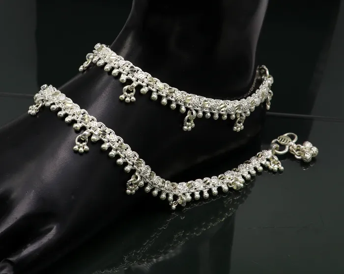 10 sterling silver solid customized design ankle bracelet foot bracelet anklet vintage antique design tribal belly dance jewelry ank324 TRIBAL ORNAMENTS Bracelets