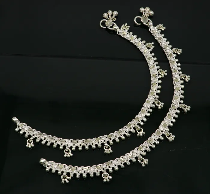 10 sterling silver solid customized design ankle bracelet foot bracelet anklet vintage antique design tribal belly dance jewelry ank324 TRIBAL ORNAMENTS Bracelets