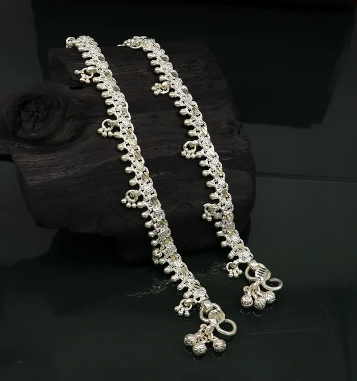 10 sterling silver solid customized design ankle bracelet foot bracelet anklet vintage antique design tribal belly dance jewelry ank324 TRIBAL ORNAMENTS Bracelets