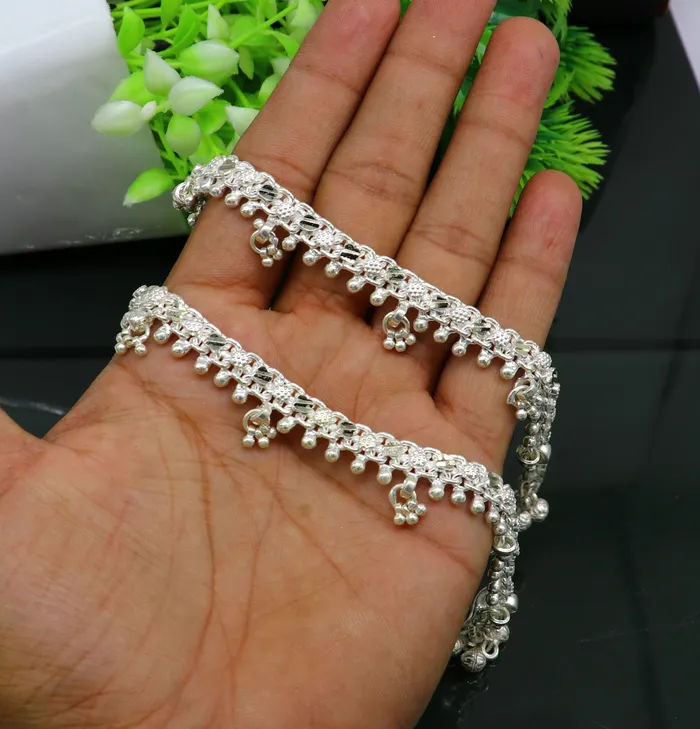 10 sterling silver solid customized design ankle bracelet foot bracelet anklet vintage antique design tribal belly dance jewelry ank324 TRIBAL ORNAMENTS Bracelets