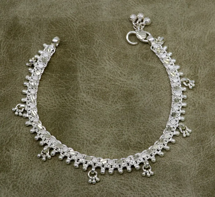 10 sterling silver solid customized design ankle bracelet foot bracelet anklet vintage antique design tribal belly dance jewelry ank324 TRIBAL ORNAMENTS Bracelets