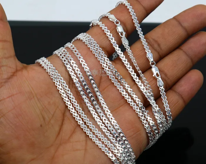 3mm 1820 solid 925 sterling silver handmade modern trendy design wheat chain necklace giving it a distinctive and stylish look ch234 TRIBAL ORNAMENTS Necklaces 3mm 1820 solid 925 sterling silver handmade modern trendy design wheat chain necklace giving it a distinctive and stylish look ch234 TRIBAL ORNAMENTS Necklaces