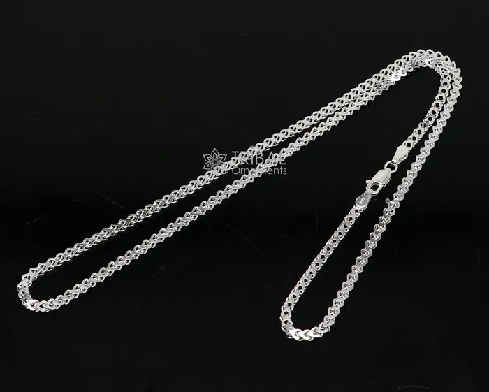 3mm 1820 solid 925 sterling silver handmade modern trendy design wheat chain necklace giving it a distinctive and stylish look ch234 TRIBAL ORNAMENTS Necklaces 3mm 1820 solid 925 sterling silver handmade modern trendy design wheat chain necklace giving it a distinctive and stylish look ch234 TRIBAL ORNAMENTS Necklaces
