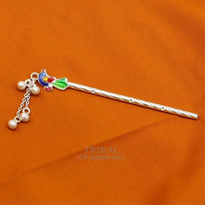 4 inches sterling silver handmade idol baby Krishna small flute silver Bansuri Laddu Gopala flute little Krishna flute puja art su961 TRIBALORNAMENT Necklaces 4 inches sterling silver handmade idol baby Krishna small flute silver Bansuri Laddu Gopala flute little Krishna flute puja art su961 TRIBALORNAMENT Necklaces