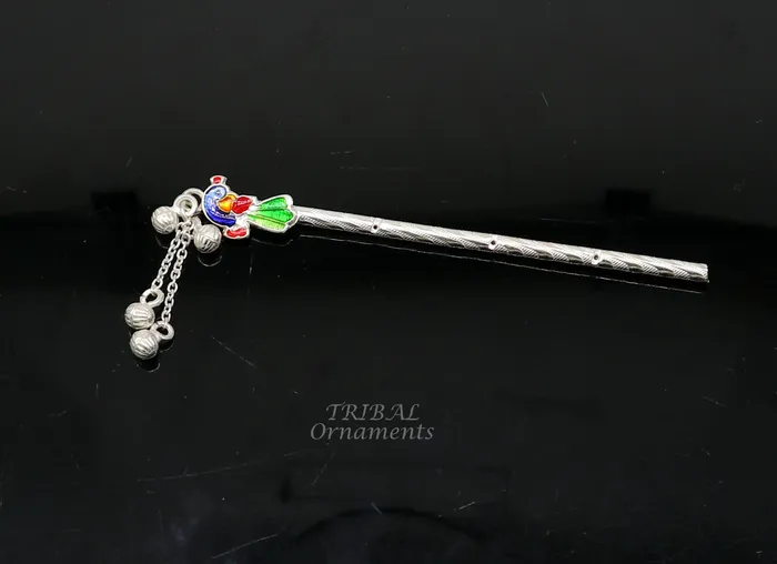4 inches sterling silver handmade idol baby Krishna small flute silver Bansuri Laddu Gopala flute little Krishna flute puja art su961 TRIBALORNAMENT Necklaces 4 inches sterling silver handmade idol baby Krishna small flute silver Bansuri Laddu Gopala flute little Krishna flute puja art su961 TRIBALORNAMENT Necklaces