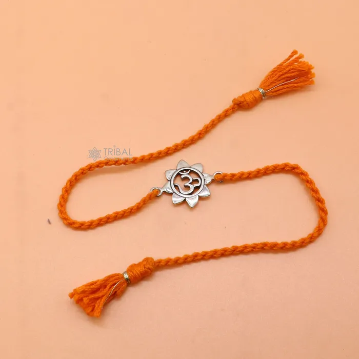 925 Sterling silver AUM or OM mantra Rakhi bracelet best gift for your brothers on special Rakshabandhan rk309 TRIBAL ORNAMENTS Bracelets 925 Sterling silver AUM or OM mantra Rakhi bracelet best gift for your brothers on special Rakshabandhan rk309 TRIBAL ORNAMENTS Bracelets