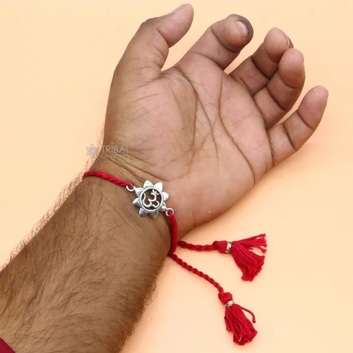 925 Sterling silver AUM or OM mantra Rakhi bracelet best gift for your brothers on special Rakshabandhan rk309 TRIBAL ORNAMENTS Bracelets 925 Sterling silver AUM or OM mantra Rakhi bracelet best gift for your brothers on special Rakshabandhan rk309 TRIBAL ORNAMENTS Bracelets