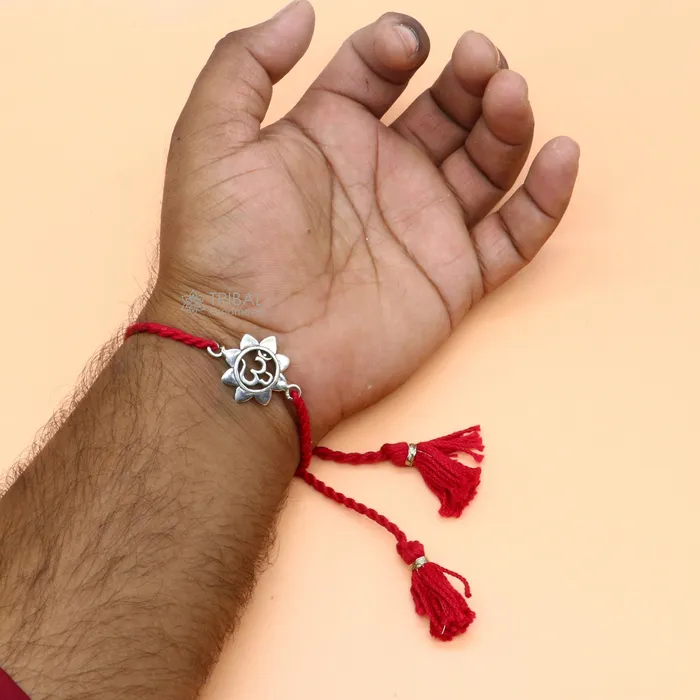 925 Sterling silver AUM or OM mantra Rakhi bracelet best gift for your brothers on special Rakshabandhan rk309 TRIBAL ORNAMENTS Bracelets 925 Sterling silver AUM or OM mantra Rakhi bracelet best gift for your brothers on special Rakshabandhan rk309 TRIBAL ORNAMENTS Bracelets