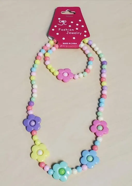 Bracelets POLLY L117 Colorful Flowers Necklace Bracelet Set
