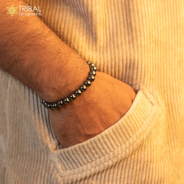Bracelets TRIBAL ORNAMENTS 8 MM grey hematite natural stone beaded handmade bracelet customized unisex Jewelry stnbr127 Bracelets TRIBAL ORNAMENTS 8 MM grey hematite natural stone beaded handmade bracelet customized unisex Jewelry stnbr127