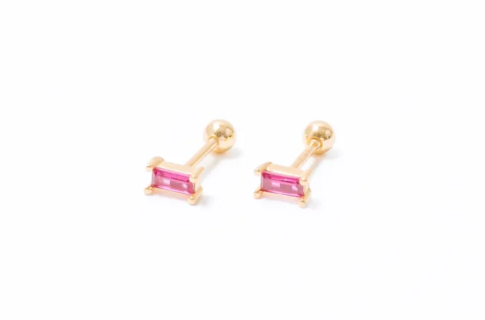 Earrings WANTME Hot Pink Rectangle Screwbacks