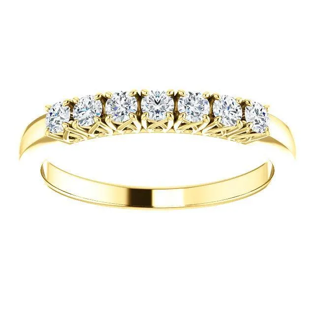 Fire Brilliance Clover Round Moissanite Design Basket Anniversary Band Rings