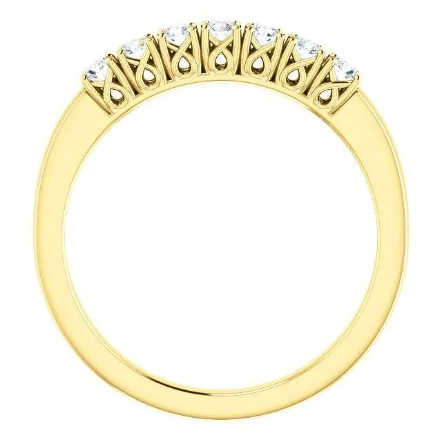 Fire Brilliance Clover Round Moissanite Design Basket Anniversary Band Rings