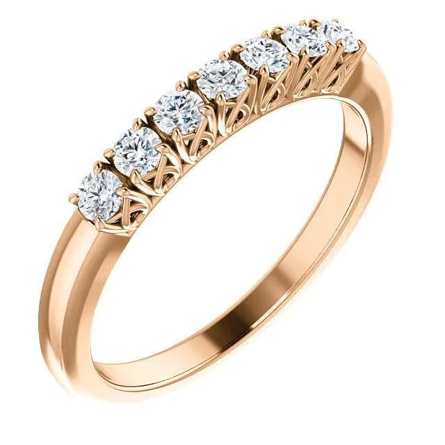 Fire Brilliance Clover Round Moissanite Design Basket Anniversary Band Rings