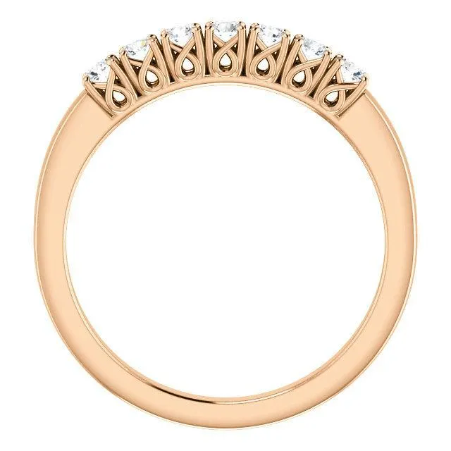 Fire Brilliance Clover Round Moissanite Design Basket Anniversary Band Rings