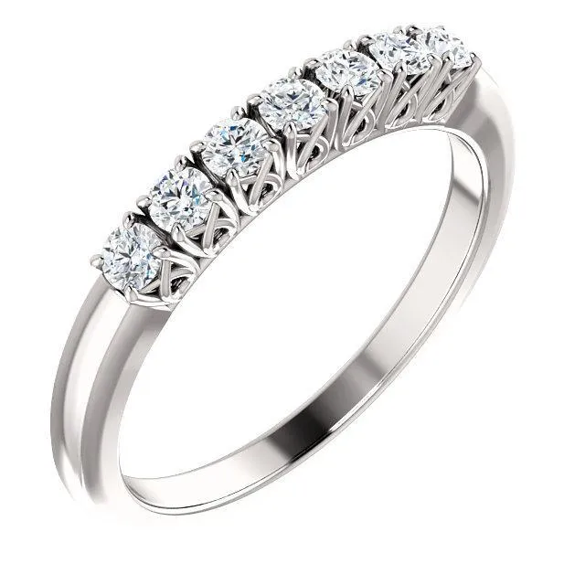 Fire Brilliance Clover Round Moissanite Design Basket Anniversary Band Rings