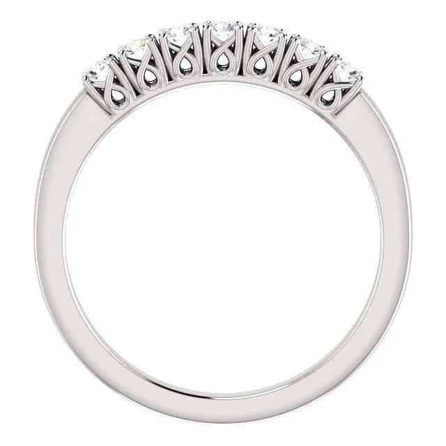 Fire Brilliance Clover Round Moissanite Design Basket Anniversary Band Rings