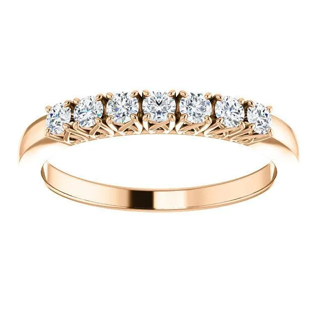 Fire Brilliance Clover Round Moissanite Design Basket Anniversary Band Rings