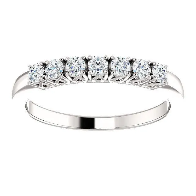 Fire Brilliance Clover Round Moissanite Design Basket Anniversary Band Rings