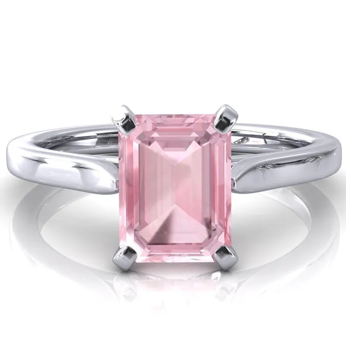 Fire Brilliance Darci Emerald Pink Sapphire 4 Prong Cathedral Solitaire Engagement Ring Rings Fire Brilliance Darci Emerald Pink Sapphire 4 Prong Cathedral Solitaire Engagement Ring Rings