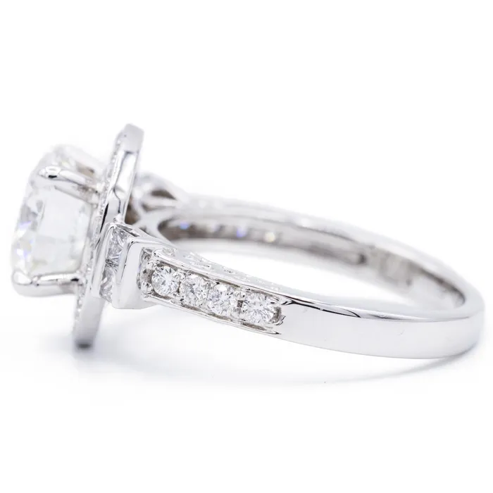 Fire Brilliance Rings 85mm Round Center 14K White Gold Halo Ring