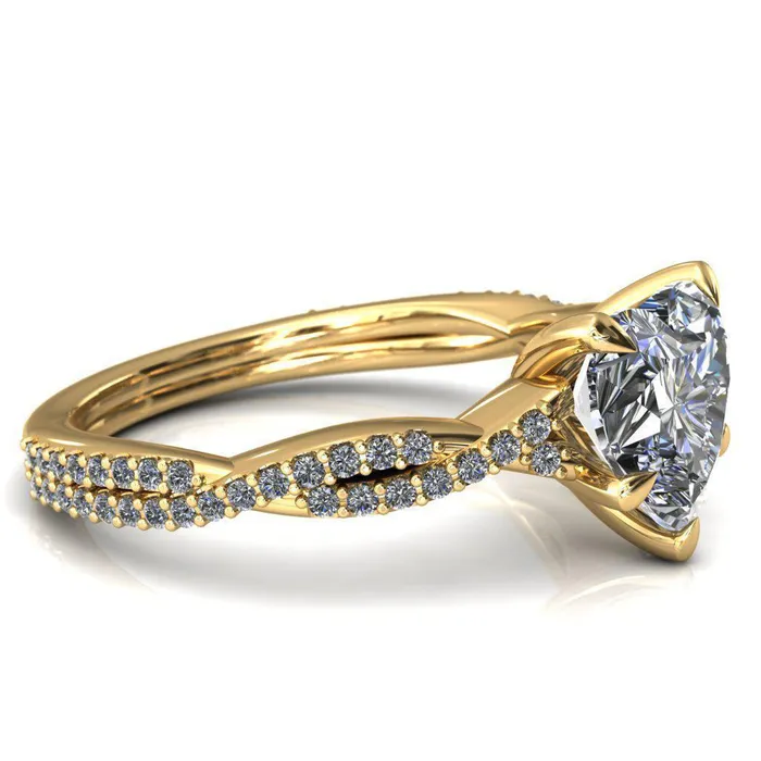 Fire Brilliance Rings Amberley Heart Moissanite 5 Claw Prong 12 Infinity Diamond Accent Ring Engagement Ring