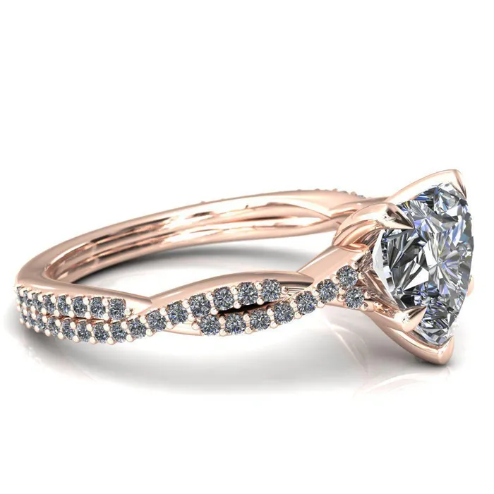 Fire Brilliance Rings Amberley Heart Moissanite 5 Claw Prong 12 Infinity Diamond Accent Ring Engagement Ring