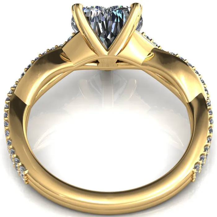Fire Brilliance Rings Amberley Heart Moissanite 5 Claw Prong 12 Infinity Diamond Accent Ring Engagement Ring