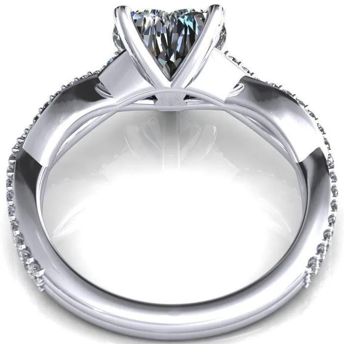 Fire Brilliance Rings Amberley Heart Moissanite 5 Claw Prong 12 Infinity Diamond Accent Ring Engagement Ring