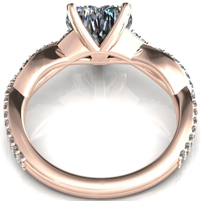 Fire Brilliance Rings Amberley Heart Moissanite 5 Claw Prong 12 Infinity Diamond Accent Ring Engagement Ring