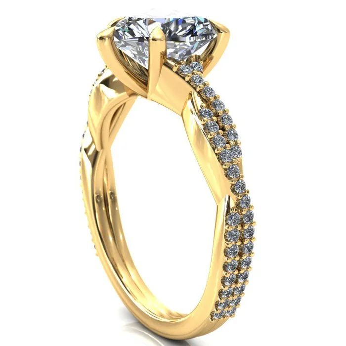 Fire Brilliance Rings Amberley Heart Moissanite 5 Claw Prong 12 Infinity Diamond Accent Ring Engagement Ring