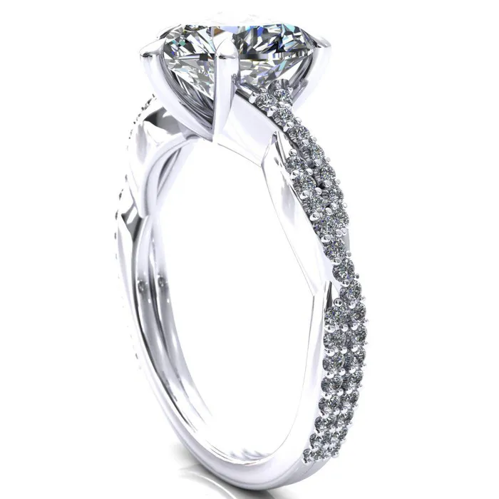 Fire Brilliance Rings Amberley Heart Moissanite 5 Claw Prong 12 Infinity Diamond Accent Ring Engagement Ring