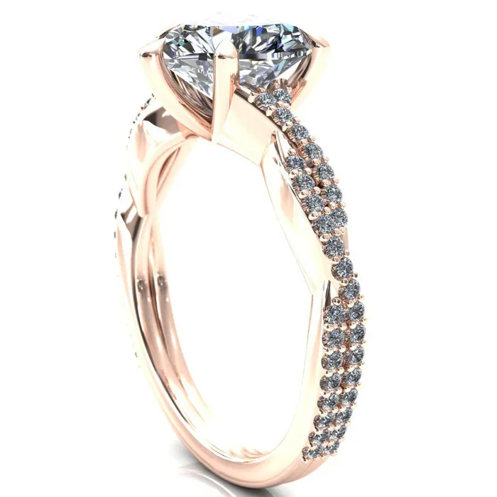 Fire Brilliance Rings Amberley Heart Moissanite 5 Claw Prong 12 Infinity Diamond Accent Ring Engagement Ring