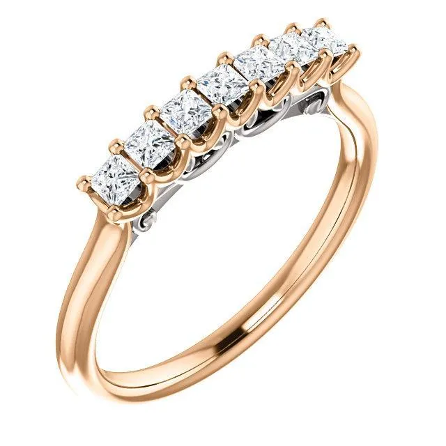 Fire Brilliance Rings Clover Princess Moissanite Scrolls Anniversary Band Fire Brilliance Rings Clover Princess Moissanite Scrolls Anniversary Band