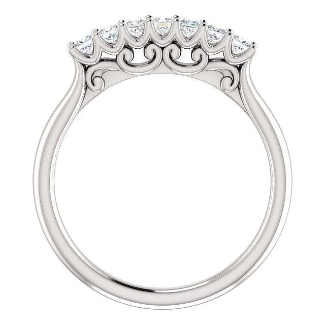 Fire Brilliance Rings Clover Princess Moissanite Scrolls Anniversary Band