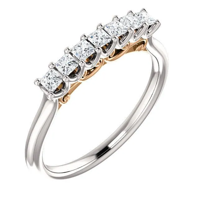 Fire Brilliance Rings Clover Princess Moissanite Scrolls Anniversary Band