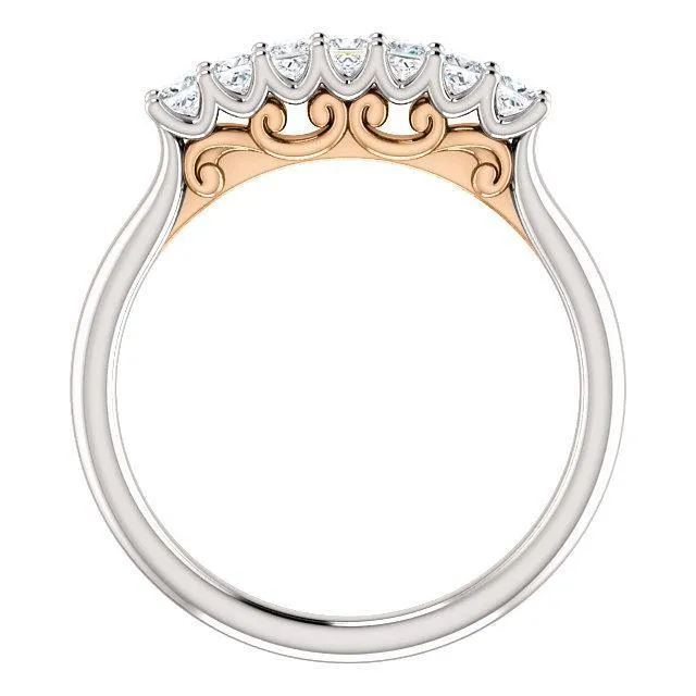 Fire Brilliance Rings Clover Princess Moissanite Scrolls Anniversary Band