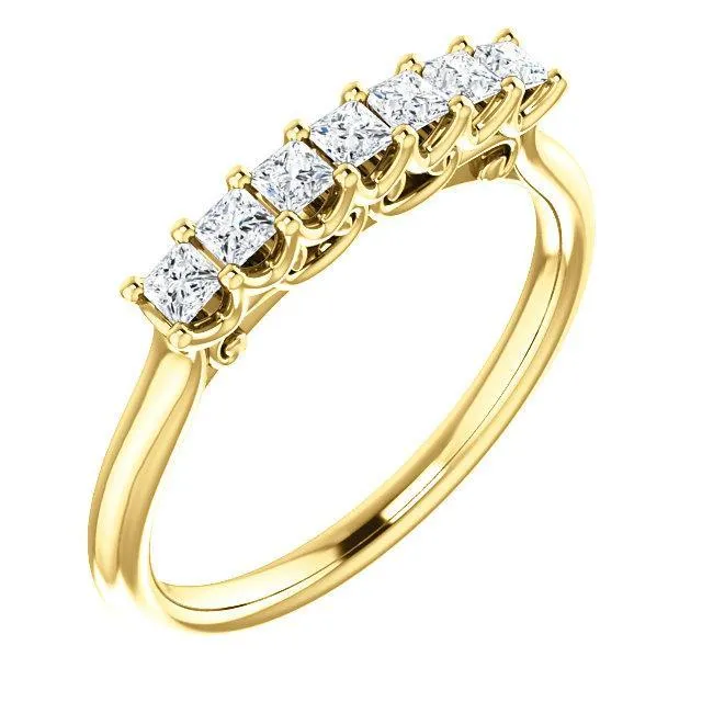 Fire Brilliance Rings Clover Princess Moissanite Scrolls Anniversary Band