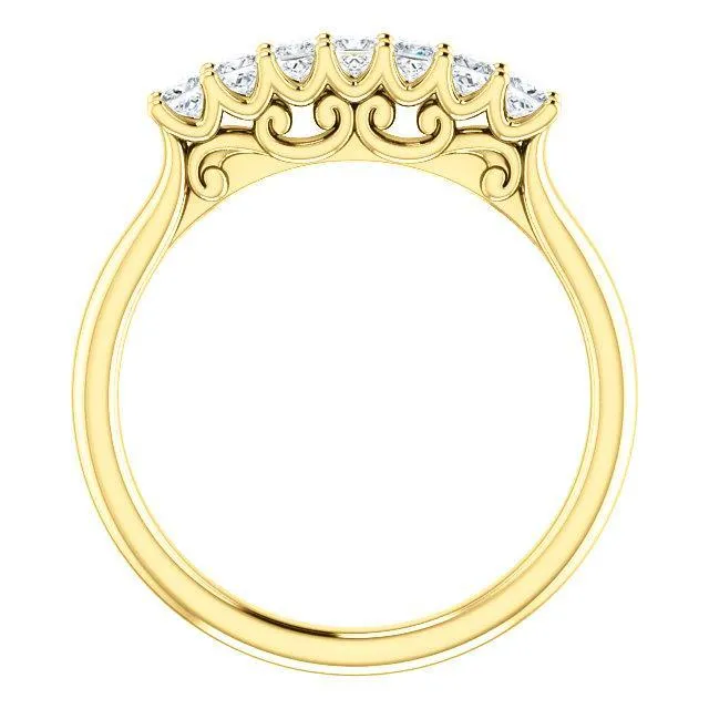Fire Brilliance Rings Clover Princess Moissanite Scrolls Anniversary Band
