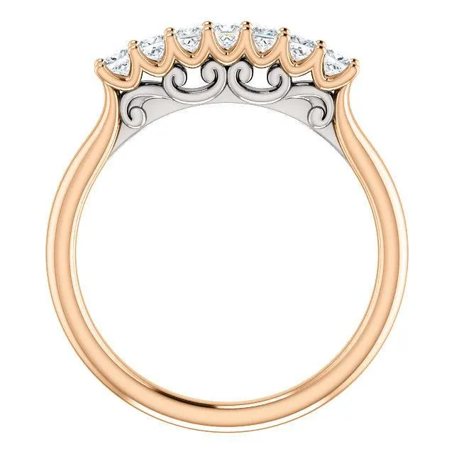Fire Brilliance Rings Clover Princess Moissanite Scrolls Anniversary Band