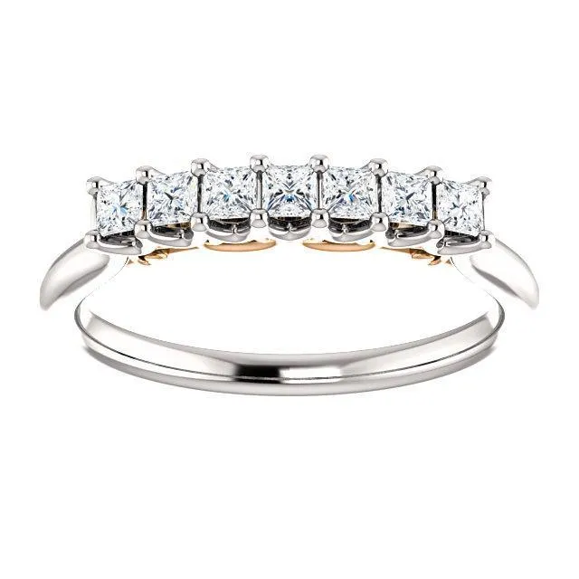 Fire Brilliance Rings Clover Princess Moissanite Scrolls Anniversary Band