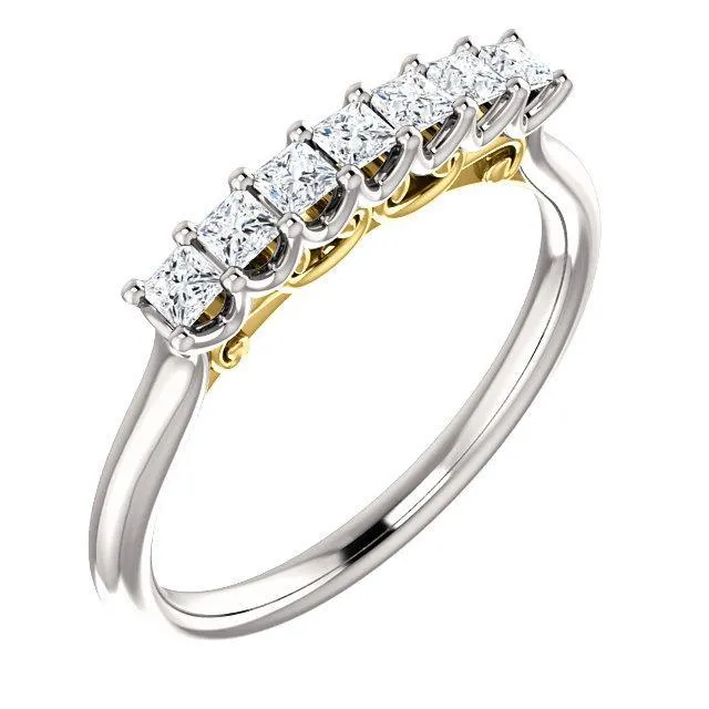 Fire Brilliance Rings Clover Princess Moissanite Scrolls Anniversary Band