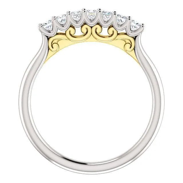 Fire Brilliance Rings Clover Princess Moissanite Scrolls Anniversary Band