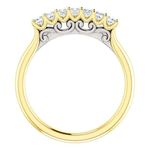 Fire Brilliance Rings Clover Princess Moissanite Scrolls Anniversary Band