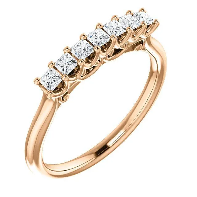 Fire Brilliance Rings Clover Princess Moissanite Scrolls Anniversary Band