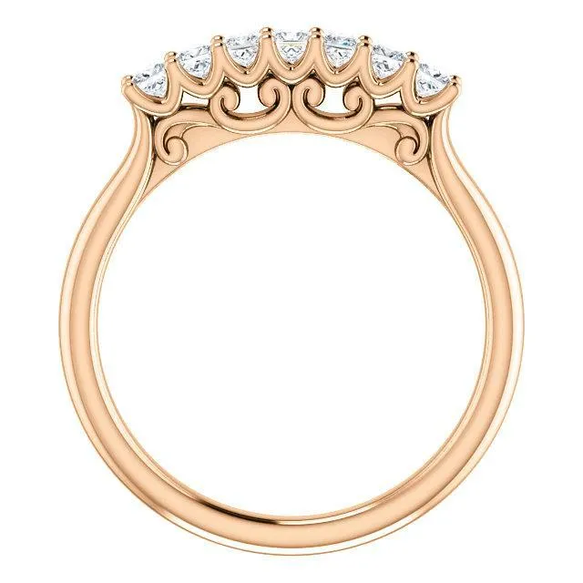 Fire Brilliance Rings Clover Princess Moissanite Scrolls Anniversary Band
