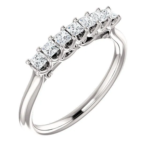 Fire Brilliance Rings Clover Princess Moissanite Scrolls Anniversary Band