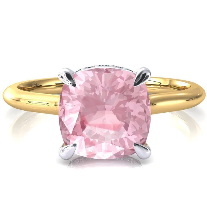 Fire Brilliance Rings Secret Cushion Pink Sapphire 4 Prong Floating Halo Engagement Ring Fire Brilliance Rings Secret Cushion Pink Sapphire 4 Prong Floating Halo Engagement Ring
