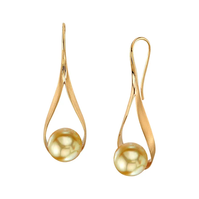Golden South Sea Pearl Ceres Dangle Earrings SPT Earrings