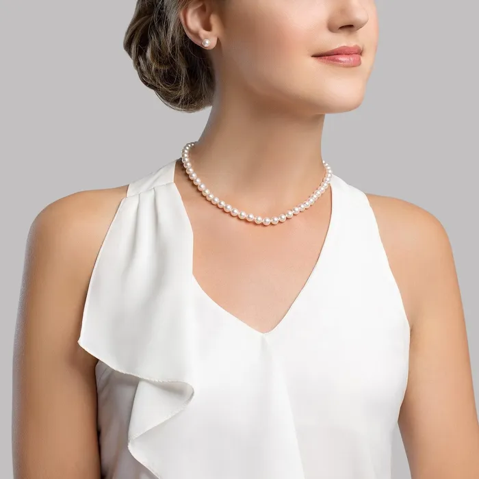 Hanadama Japanese White Akoya Pearl Necklace 6065mm spt Necklaces